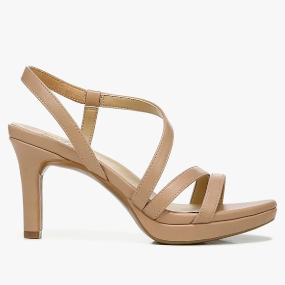 NWOB Naturalizer Brenta Strappy Platform Dress Sandal Tan Faux Leather 9.5 - Picture 3 of 13